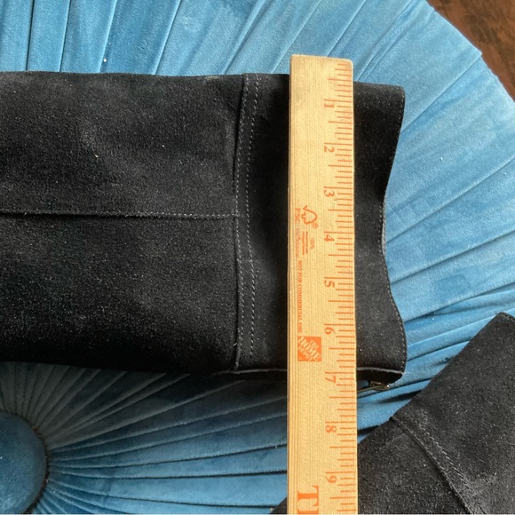 BDG black suede boots block heel round toe pull on slouchy or knee length Sz 10 - Picture 12 of 16